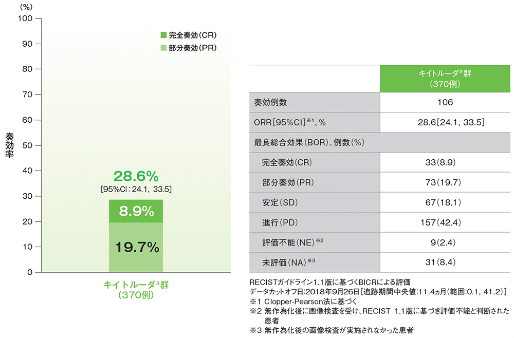 奏効率：ORR：CR+PR