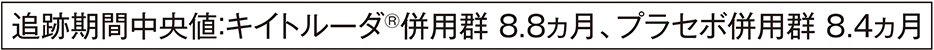 追跡期間中央値：キイトルーダ®併用群 8.8ヵ月、プラセボ併用群 8.4ヵ月