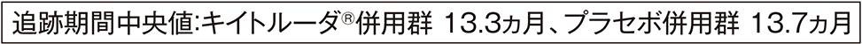 追跡期間中央値：キイトルーダ®併用群 13.3ヵ月、プラセボ併用群 13.7ヵ月