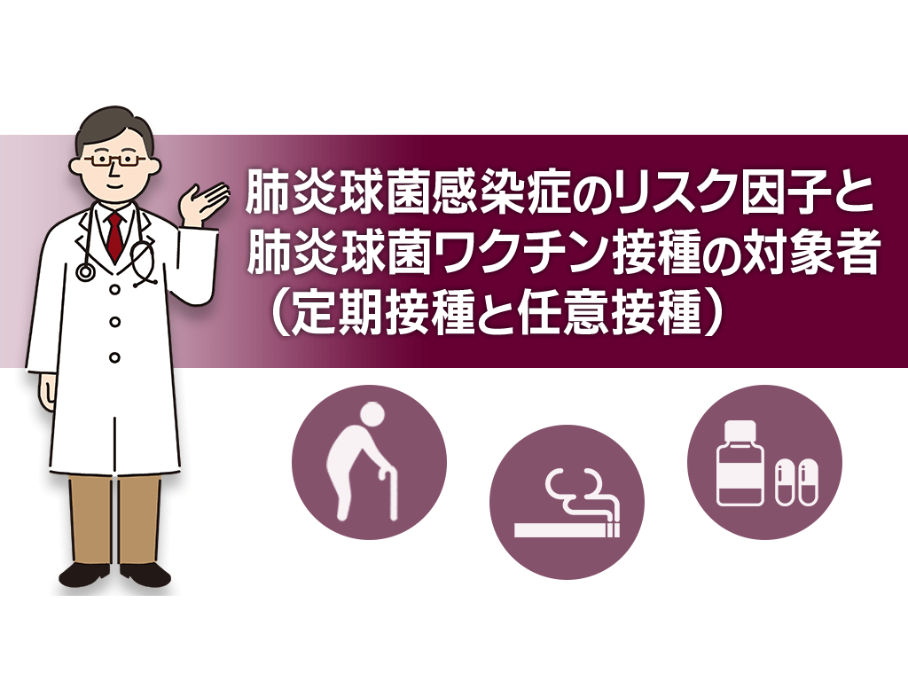 肺炎球菌感染症のリスク因子と肺炎球菌ワクチン接種の対象者（定期接種と任意接種）